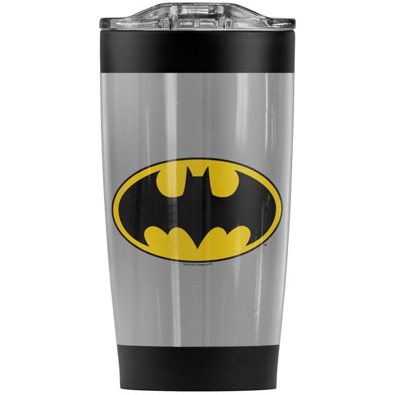Batman Logo Stainless Steel Tumbler 20 oz Coffee Travel Mug/Cup, Vacuum Insulated & Double Wall with Leakproof Sliding Lid | Great for Hot Drinks and Cold Beverages