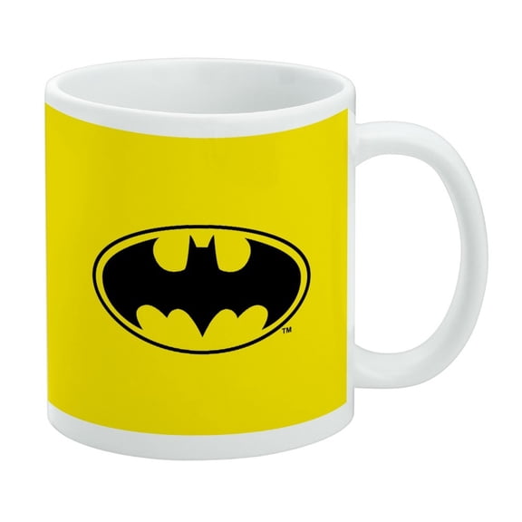 Batman Logo Yellow Ceramic Coffee Mug, Novelty Gift Mugs for Coffee, Tea and Hot Drinks, 11oz, White