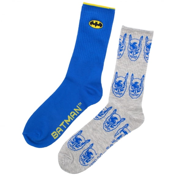 Batman Logo and Mask Embroidered 2-Pack Athletic Crew Socks