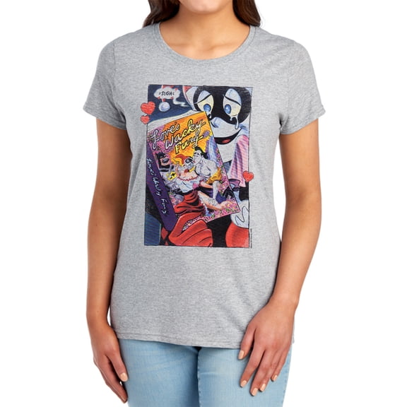 Batman Loves Wacky Fury Women's T Shirt, Athletic Heather, Small