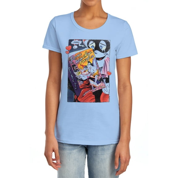 Batman Loves Wacky Fury Women's T Shirt, Light Blue, 2X-Large