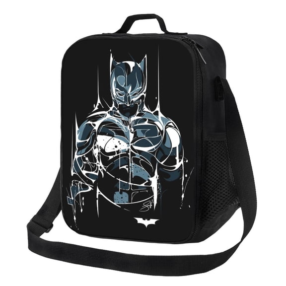 Batman Lunch Bags Adorable Reusable Insulated Lunch Boxes with Shoulder Strap, Cooler Tote Bag for Work Picnic School Travel Hiking Beach or Fishing