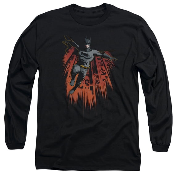 Batman Majestic Long Sleeve Adult 18/1 T-Shirt Black