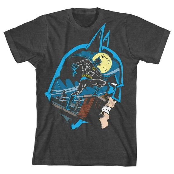 Batman Man in Mask Boy's Charcoal Heather T-shirt-Medium