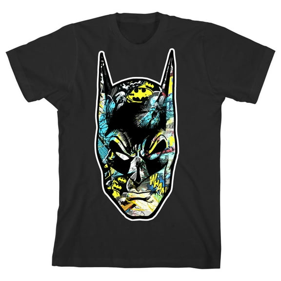 Batman Mask Graphics Boy's Black T-shirt-Large