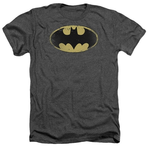 Batman Men's Distressed Shield T-shirt Large Grey