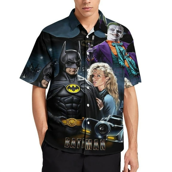 Batman Men's Hawaiian Shirt Short Sleeve Button Down Shirts Tropical Holiday Beach Shirts
