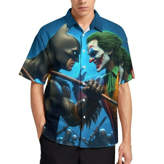 Batman Men's Hawaiian Shirt Short Sleeve Button Down Shirts Tropical Holiday Beach Shirts