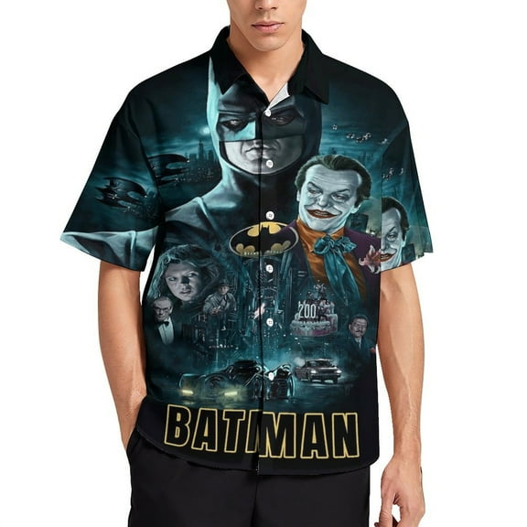 Batman Men's Hawaiian Shirt Short Sleeve Button Down Shirts Tropical Holiday Beach Shirts