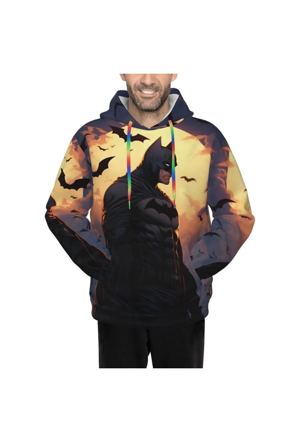 Batman Men's Hoodie Novelty Pattern Adult Hooded Sweatshirts Casual Unisex Pullover for Women Youth