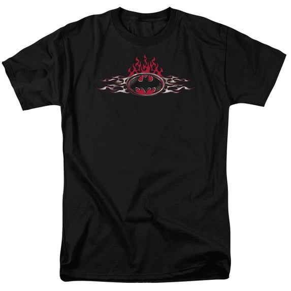 Batman Men's Steel Flames Logo T-shirt X-Large Black