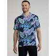 thumbnail image 1 of Batman Men's and Big Men's Floral Graphic Button-Up Resort Shirt, Sizes S-3XL, 1 of 5