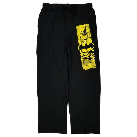 Batman Mens Black & Yellow Lounge Pant Sleep Pants Pajama Bottoms Small