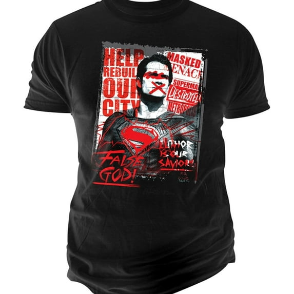 Batman Mens Grunge Poster Graphic T-Shirt, Black, Small