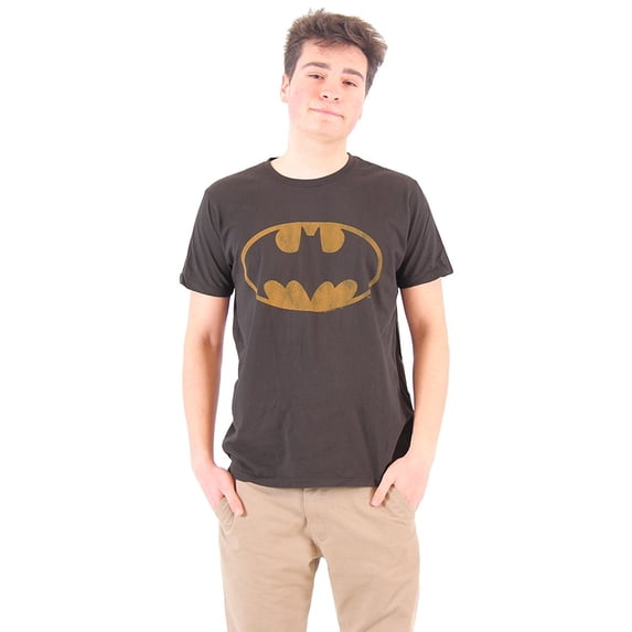 Junk Food Batman Distressed Logo Black Adult T-shirt