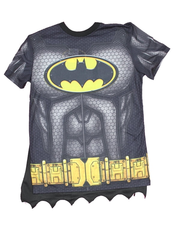 Batman Mens T-Shirt - Sublimation Costume Front W/ Cape (Small)