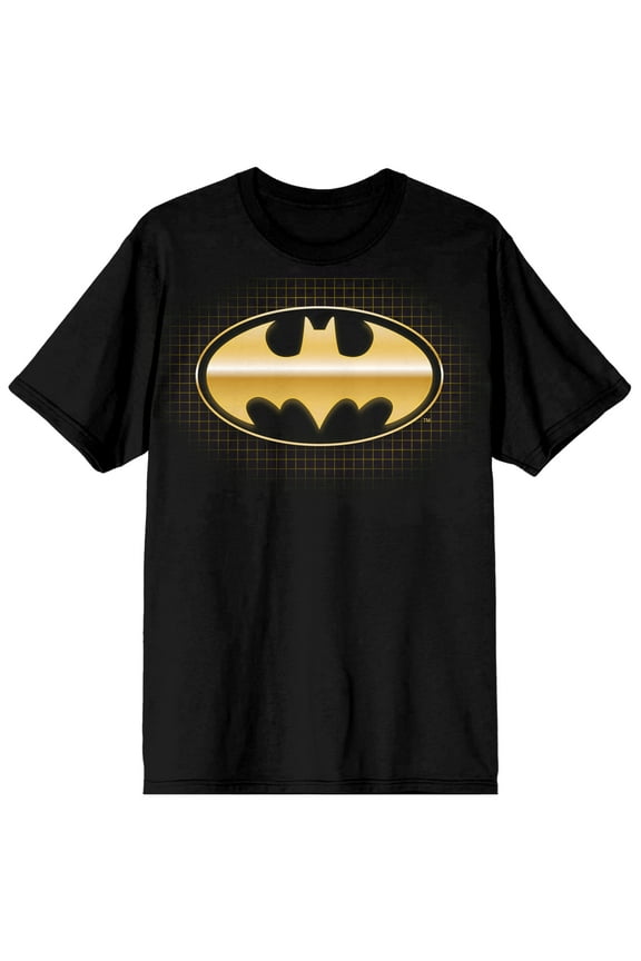 Batman Metallic Gold Logo Men's Black T-shirt-Medium