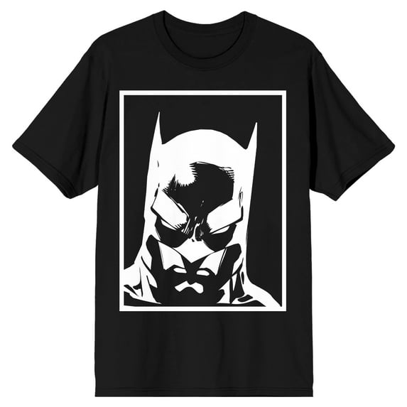 Batman Metallic Ink Batman Head Men's Black T-shirt-6XL