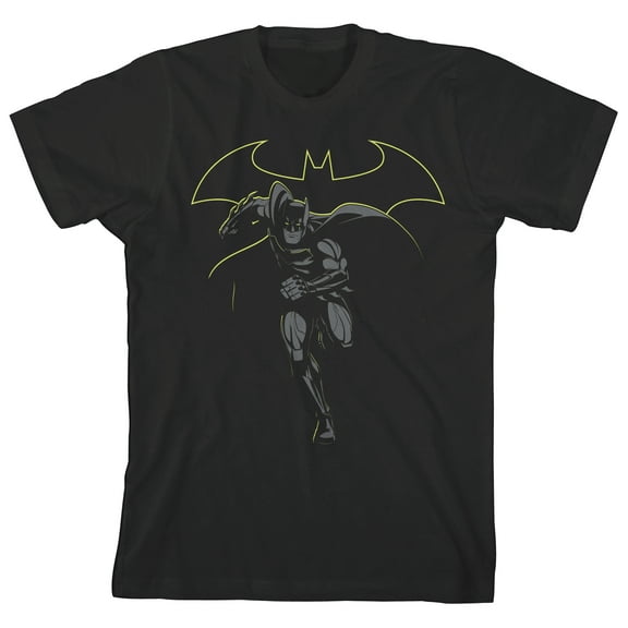 Batman Monochromatic Art Youth Boy's Black T-Shirt-XL