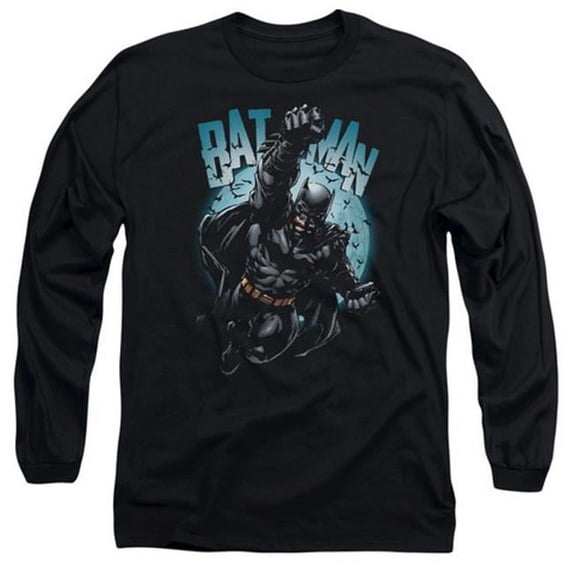 Batman-Moon Knight Long Sleeve Adult 18-1 Tee - Black- Small