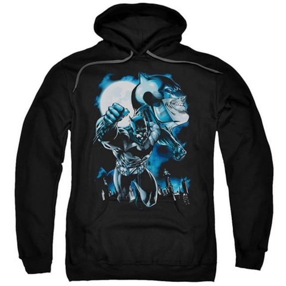 Batman-Moonlight Bat - Adult Pull-Over Hoodie - Black- Large