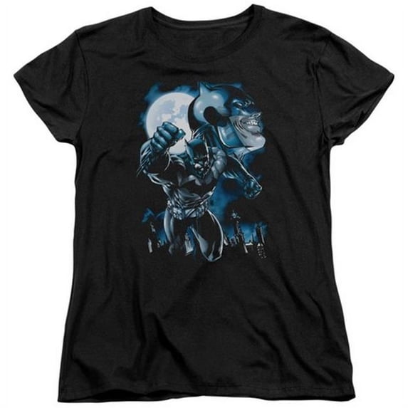 Batman-Moonlight Bat - Short Sleeve Womens Tee - Black- Small