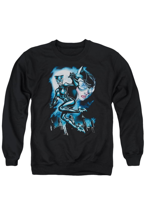 Batman Moonlight Cat Adult Crewneck Sweatshirt Black