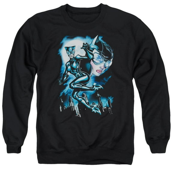 Batman Moonlight Cat Adult Crewneck Sweatshirt Black