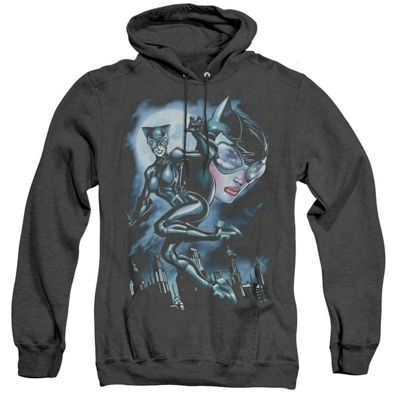 Batman Moonlight Cat Adult Heather Hoodie Sweatshirt Black