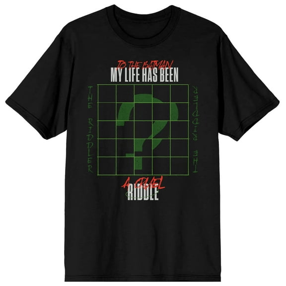 Batman Movie The Riddler Supervillain Men's Black Graphic Tee-XS