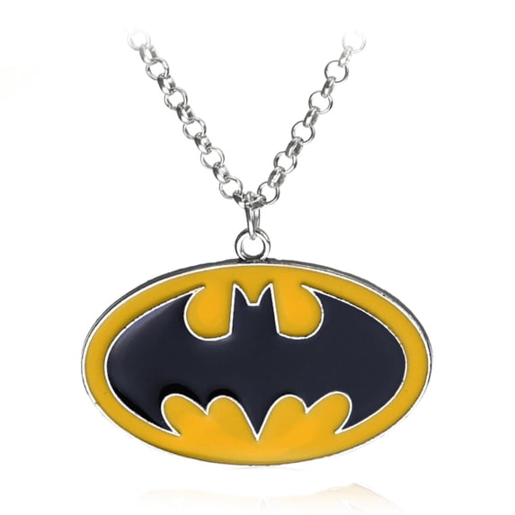 Batman Necklace Anti-Tarnish Silverplated Yellow and Black Pendant Jewelry 327BM