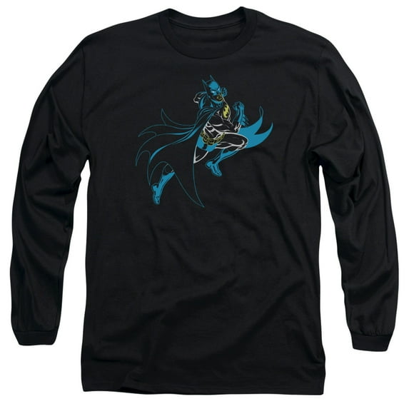 Batman Neon Batman Long Sleeve Adult 18/1 T-Shirt Black