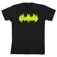 thumbnail image 1 of Batman Neon Green Faded Logo Boy's Black T-shirt-Large, 1 of 4
