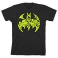 thumbnail image 1 of Batman Neon Yellow Logo and Character Boy's Black T-shirt-Medium, 1 of 4