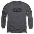 thumbnail image 1 of Batman Newsprint Logo Long Sleeve Adult 18/1 T-Shirt-Charcoal, 1 of 1