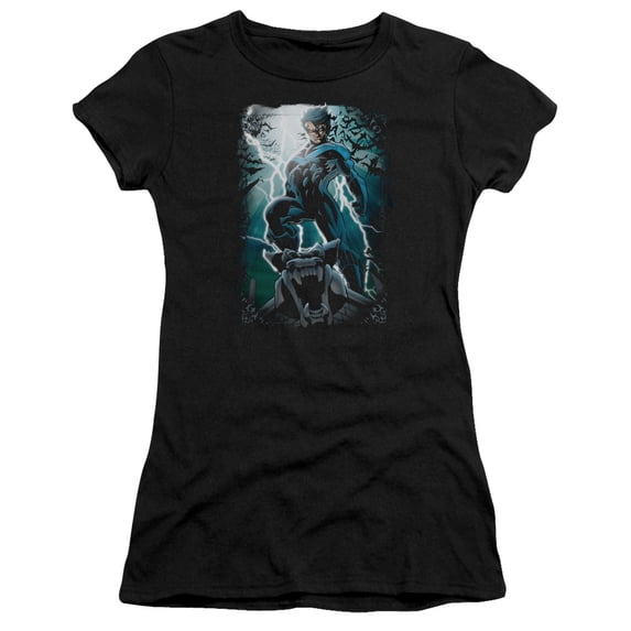 Batman Night Light S/S Junior Women's T-Shirt Sheer Black