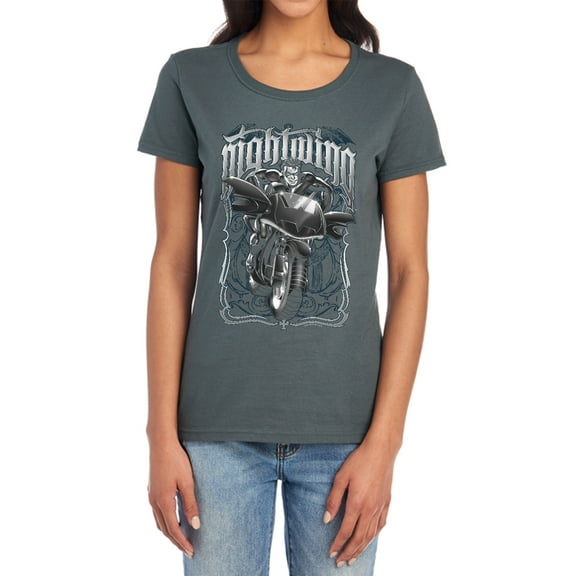 Batman Nightwing Biker Women's T Shirt, Charcoal, X-Large