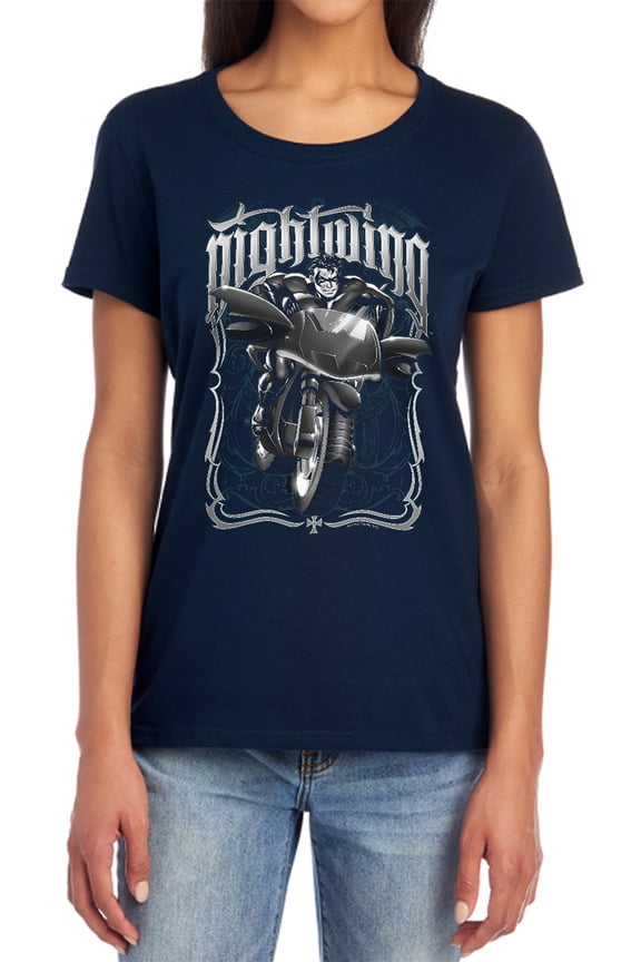 Nightwing Biker Women's T Shirt, Navy, Large