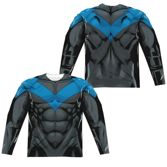 Batman - Nightwing Blue Uniform (Front/Back Print) - Regular Fit Long Sleeve Shirt - Large