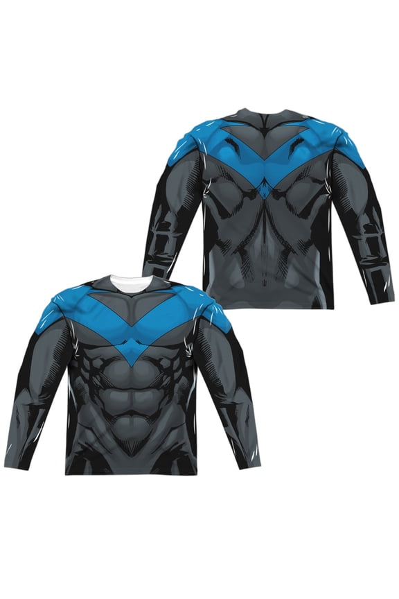 Batman - Nightwing Blue Uniform (Front/Back Print) - Regular Fit Long Sleeve Shirt - XXX-Large
