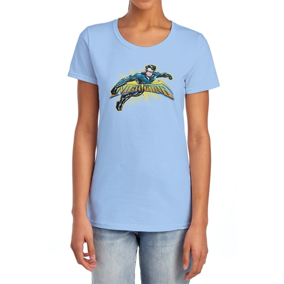 Batman Nightwing Burst Women's T Shirt, Light Blue, 2X-Large