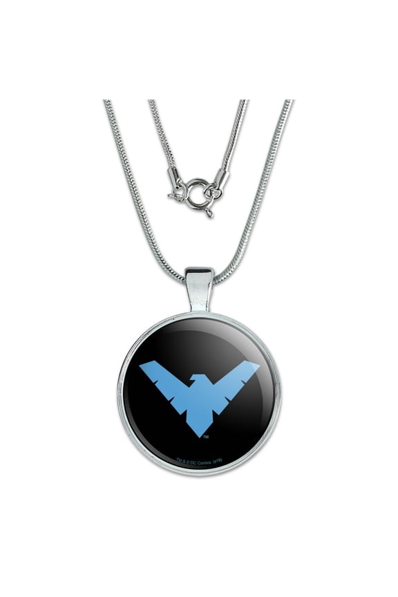 Batman Nightwing Logo 1" Pendant with Sterling Silver Plated Chain