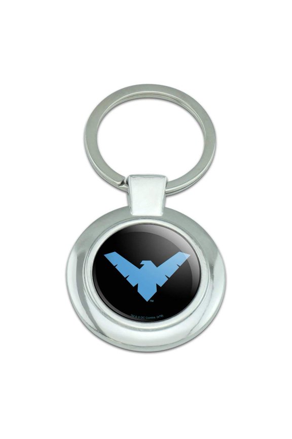 Batman Nightwing Logo Keychain Classy Round Chrome Plated Metal