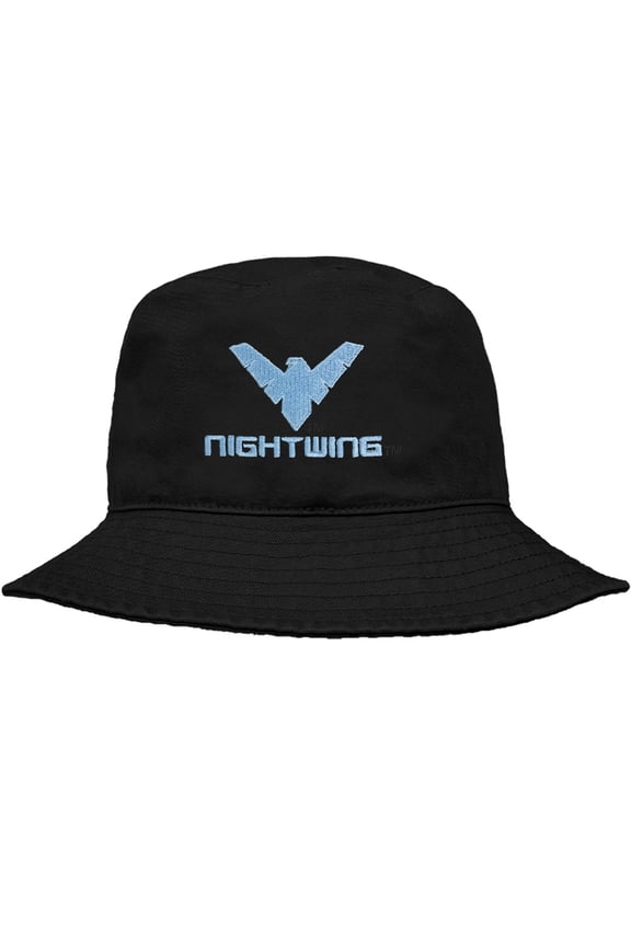 Batman Nightwing Logo Officially Licensed Bucket Hat Unisex for Men & Women, Black