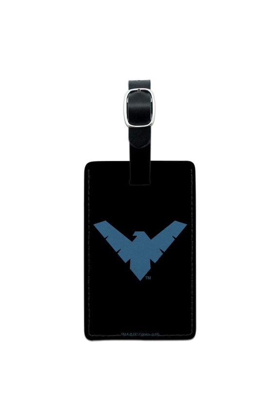Batman Nightwing Logo Rectangle Leather Luggage Card Suitcase Carry-On ID Tag
