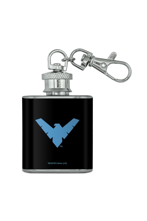 Batman Nightwing Logo Stainless Steel 1oz Mini Flask Key Chain
