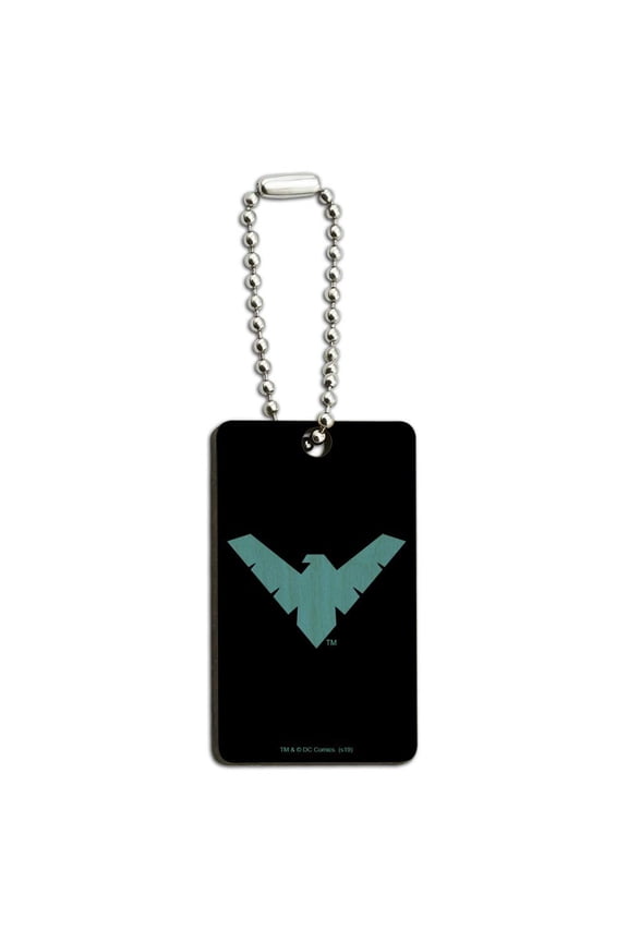 Batman Nightwing Logo Wood Wooden Rectangle Keychain Key Ring