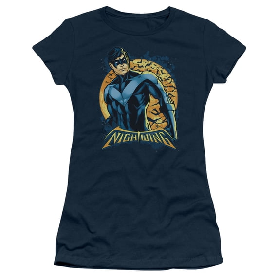 Batman - Nightwing Moon - Juniors Teen Girls Cap Sleeve Shirt - Large