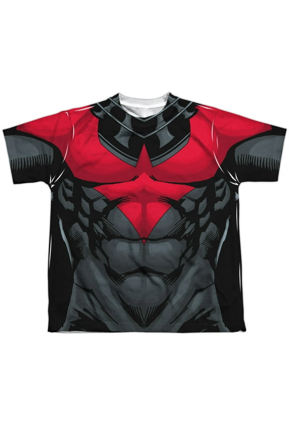 Batman Nightwing Red Uniform Big Boys Sublimation Shirt White LG