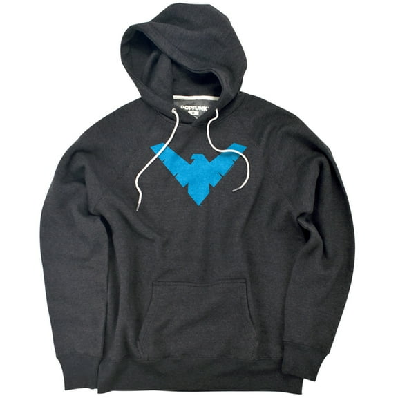 Batman Nightwing Symbol Unisex Adult Slim Fit Pull-Over Heather Hoodie, Charcoal, Small